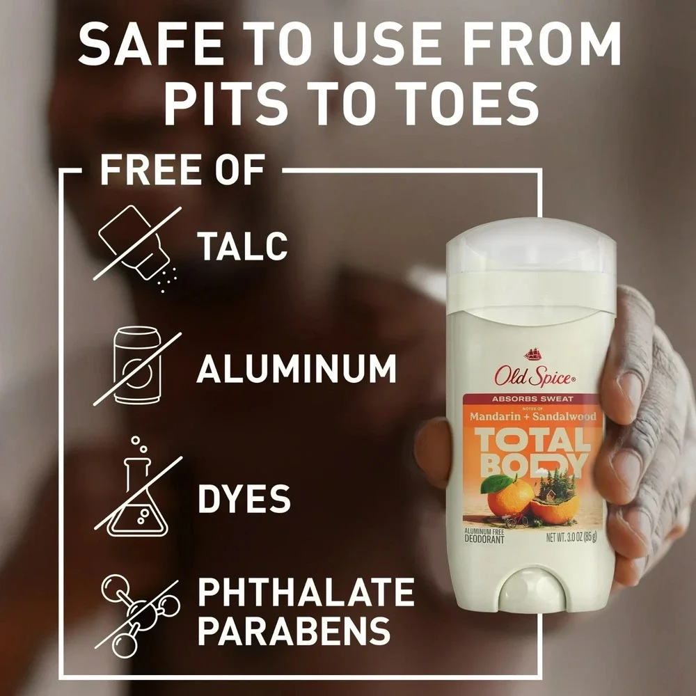 Old Spice Total Body Mandarin + Sandalwood Scent Aluminum Free Deodorant 3 fl oz